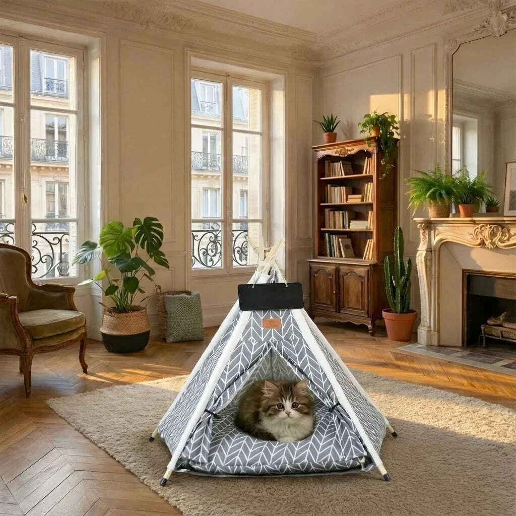 Tipi confortable pour chat — vue arrière